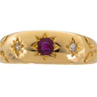 Edwardian ruby and diamond gypsy ring from 1904