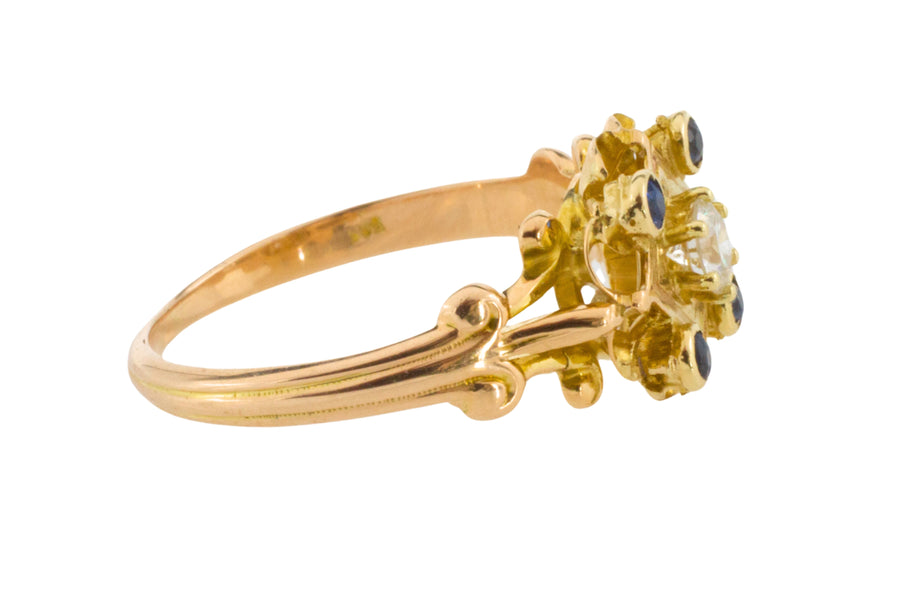 Vintage sapphire and diamond ring in 14 carat gold-Vintage Rings-The Antique Ring Shop