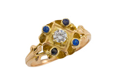 Vintage sapphire and diamond ring in 14 carat gold-Vintage Rings-The Antique Ring Shop