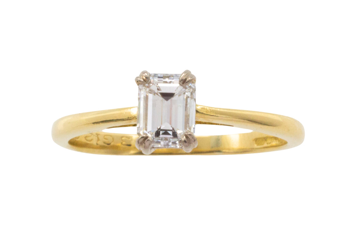 Emerald cut diamond solitaire ring-engagement rings-The Antique Ring Shop