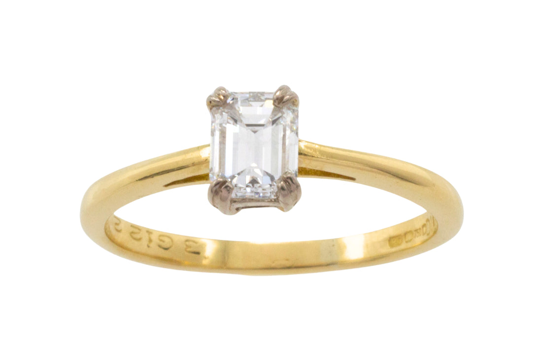 Emerald cut diamond solitaire ring-engagement rings-The Antique Ring Shop