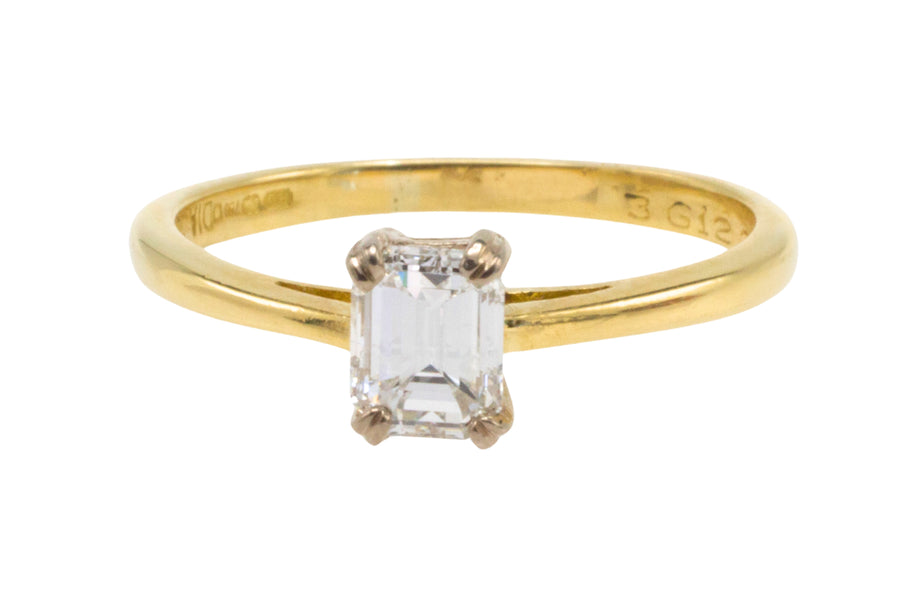 Emerald cut diamond solitaire ring-engagement rings-The Antique Ring Shop