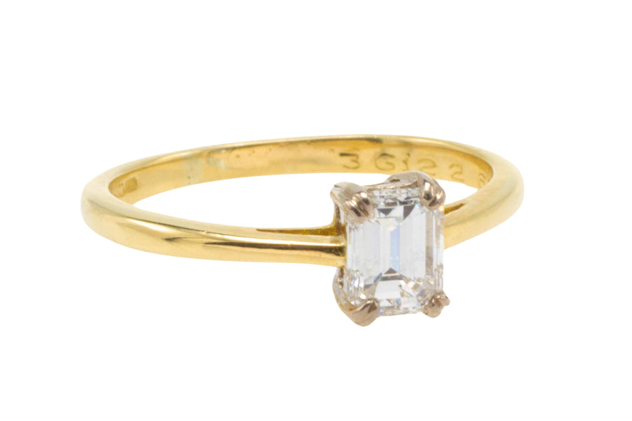 Emerald cut diamond solitaire ring-engagement rings-The Antique Ring Shop