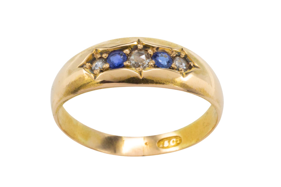 Edwardian sapphire and rose diamond ring-Antique rings-The Antique Ring Shop