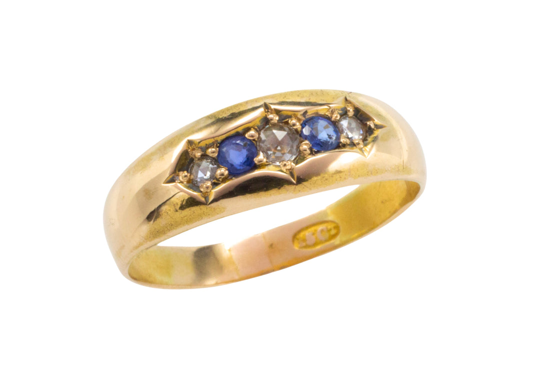 Edwardian sapphire and rose diamond ring-Antique rings-The Antique Ring Shop