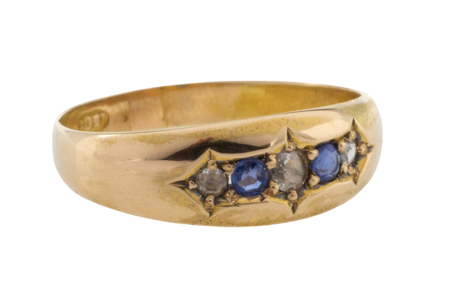 Edwardian sapphire and rose diamond ring-Antique rings-The Antique Ring Shop