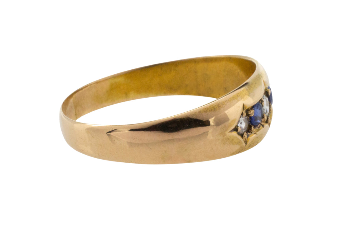 Edwardian sapphire and rose diamond ring-Antique rings-The Antique Ring Shop