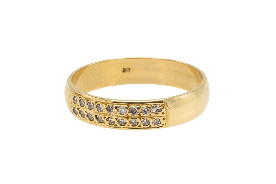 18 carat gold band with diamonds-wedding rings-The Antique Ring Shop