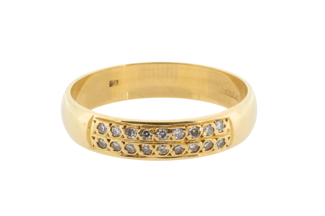 18 carat gold band with diamonds-wedding rings-The Antique Ring Shop