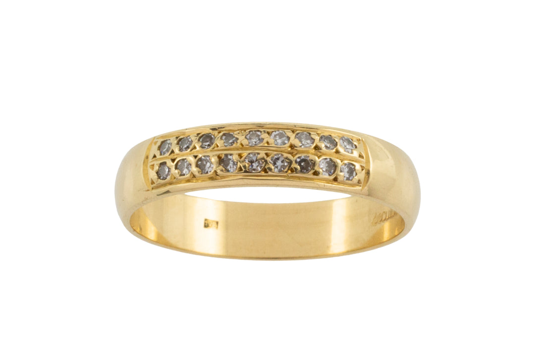 18 carat gold band with diamonds-wedding rings-The Antique Ring Shop