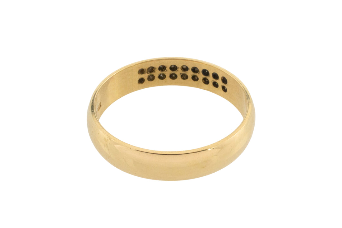 18 carat gold band with diamonds-wedding rings-The Antique Ring Shop