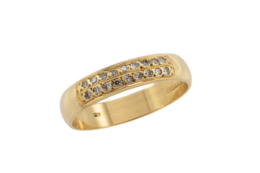 18 carat gold band with diamonds-wedding rings-The Antique Ring Shop