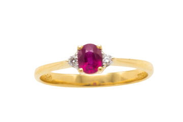 Ruby and diamond ring in 18 carat gold
