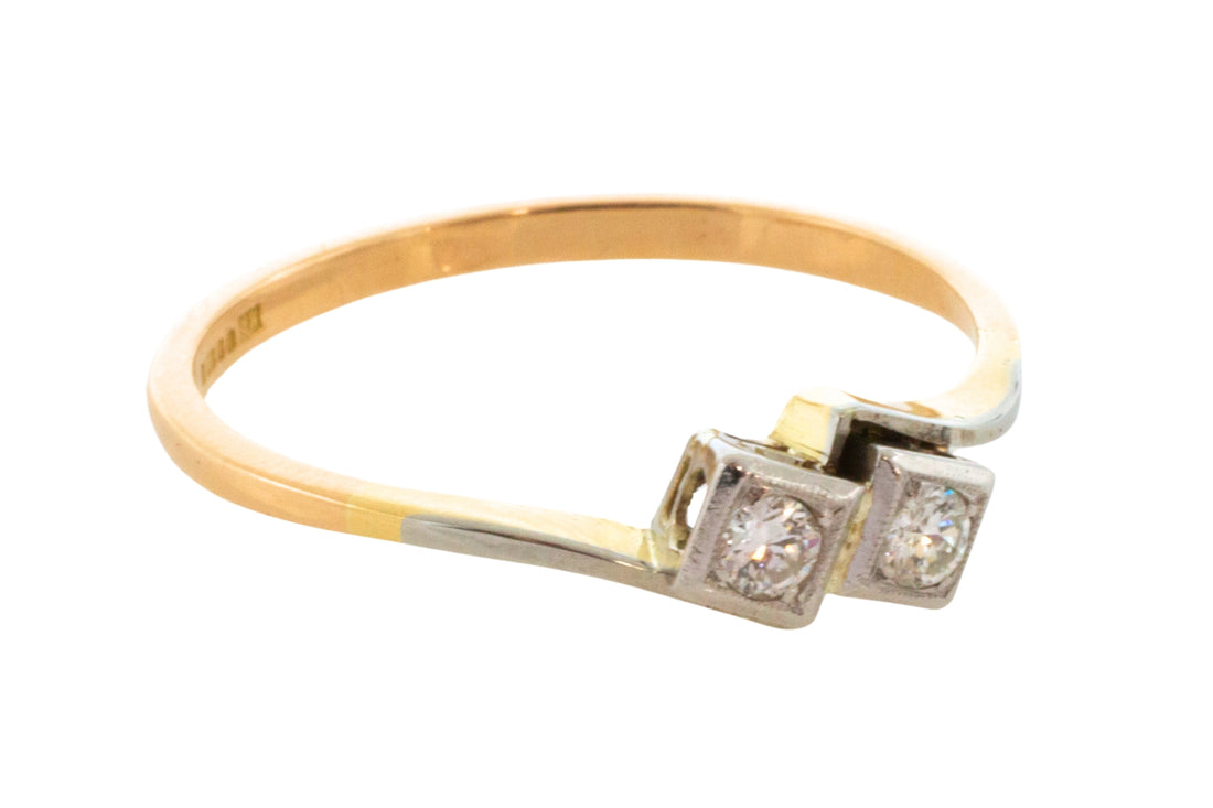 Diamond Toi et Moi ring in 18 carat gold-Vintage Rings-The Antique Ring Shop