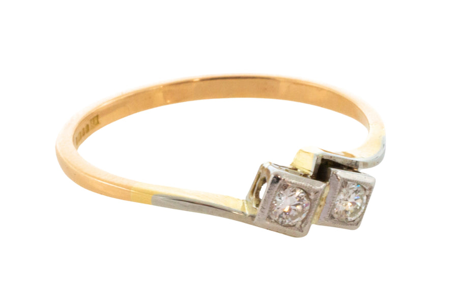 Diamond Toi et Moi ring in 18 carat gold-Vintage Rings-The Antique Ring Shop