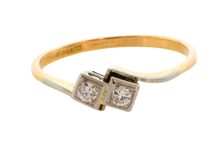 Diamond Toi et Moi ring in 18 carat gold-Vintage Rings-The Antique Ring Shop