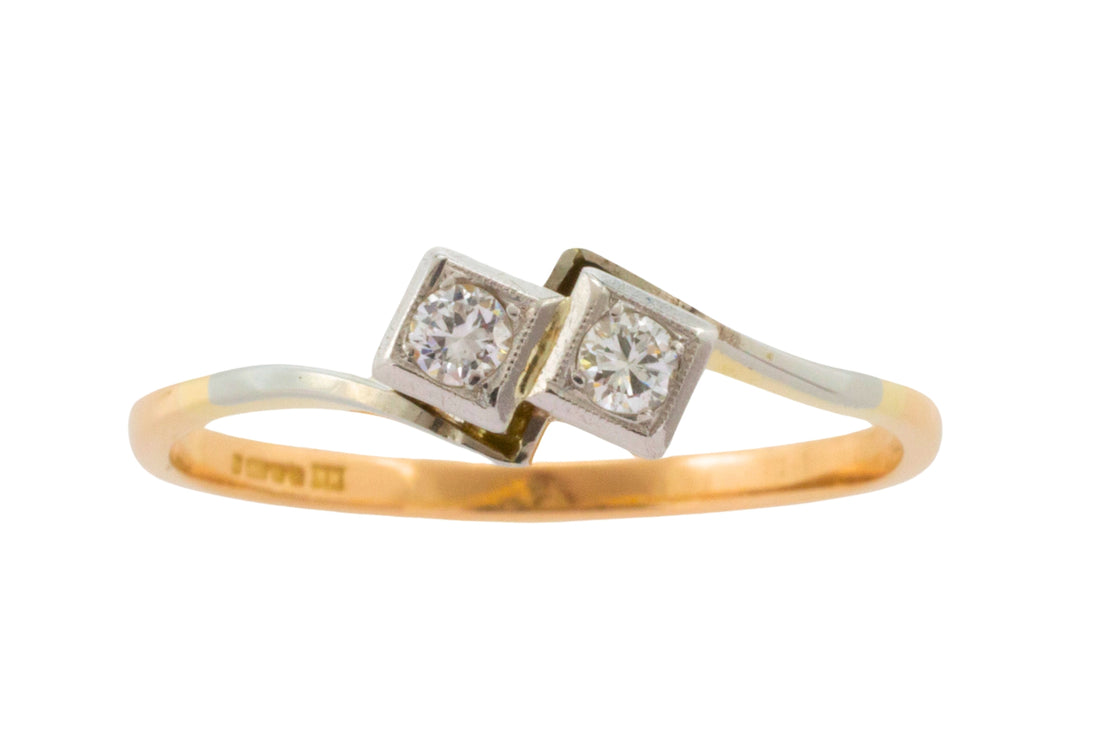 Diamond Toi et Moi ring in 18 carat gold-Vintage Rings-The Antique Ring Shop