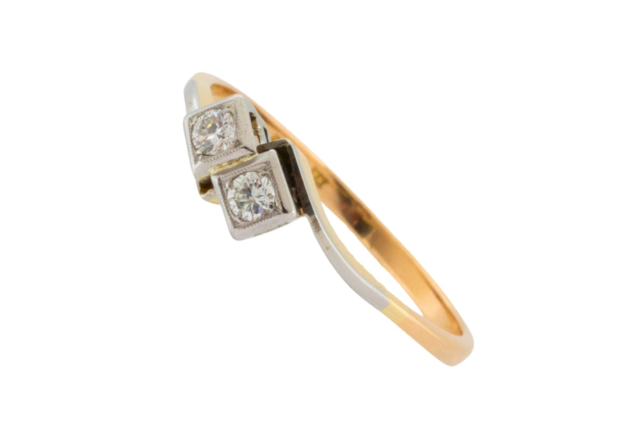 Diamond Toi et Moi ring in 18 carat gold-Vintage Rings-The Antique Ring Shop