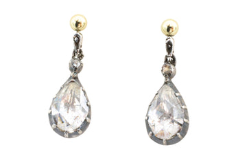 Rose diamond drop earrings in silver and gold