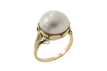 Vintage Mabe pearl ring in 14 carat gold-Vintage Rings-The Antique Ring Shop