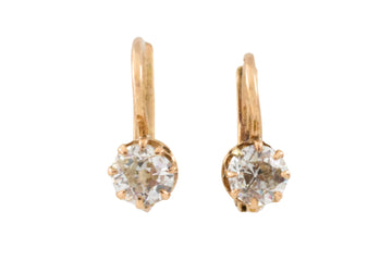 Diamond pendant earrings in 14 carat gold-Earrings-The Antique Ring Shop
