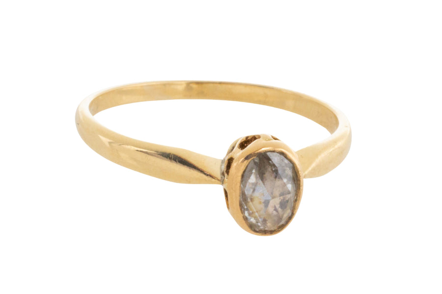 Rose diamond solitaire ring in 14 carat gold