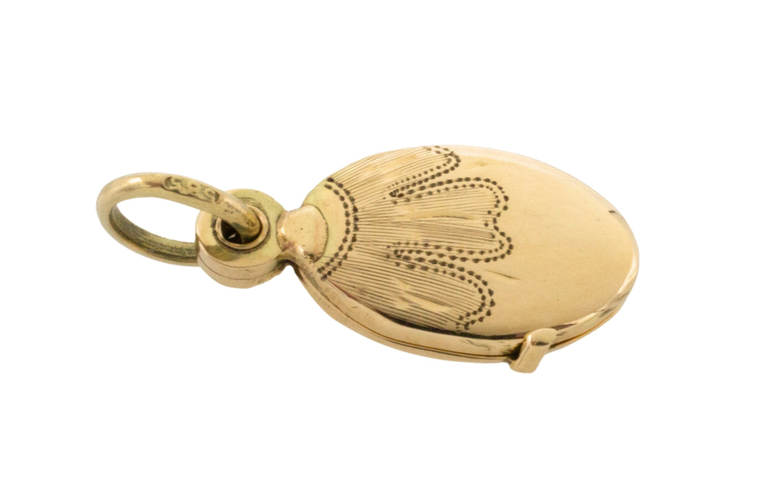 Petit photo locket in 14 carat gold-Pendants-The Antique Ring Shop