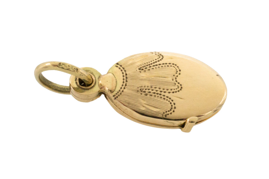 Petit photo locket in 14 carat gold-Pendants-The Antique Ring Shop