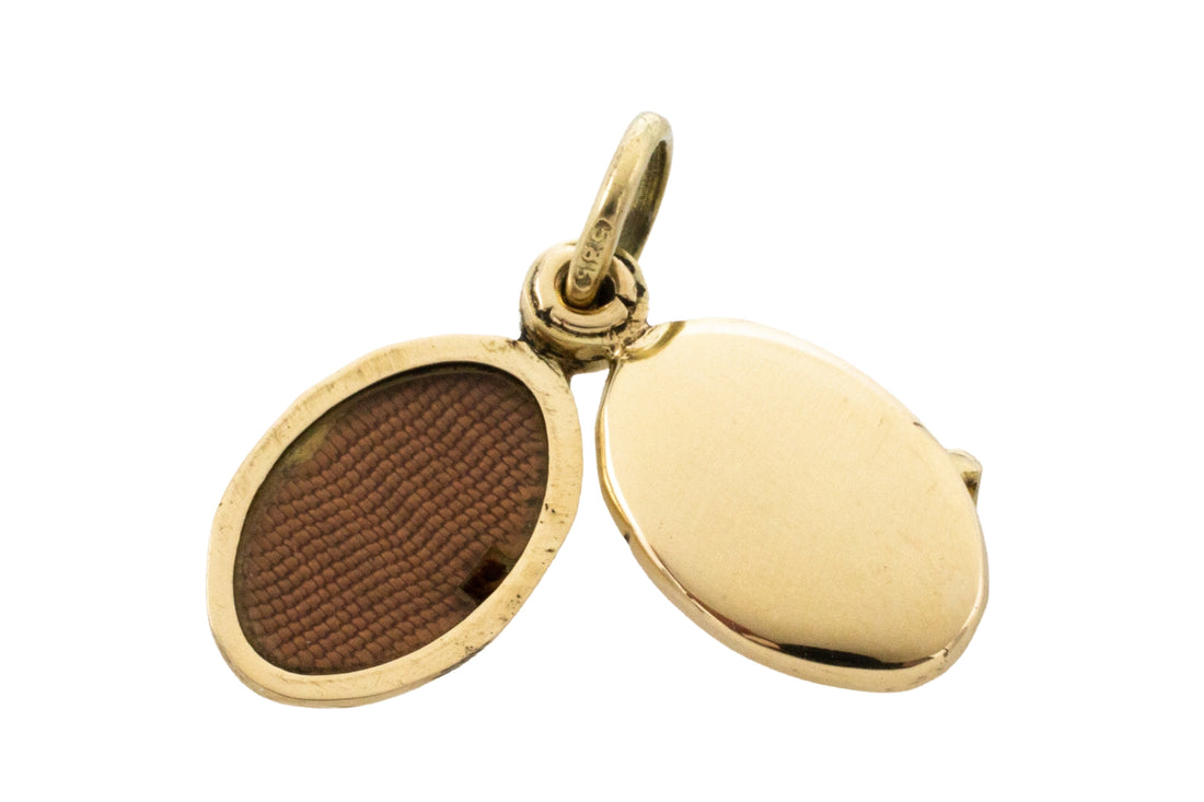 Petit photo locket in 14 carat gold-Pendants-The Antique Ring Shop