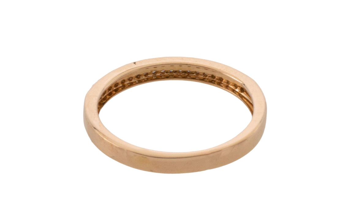 Rose gold half eternity band with diamonds-wedding rings-The Antique Ring Shop