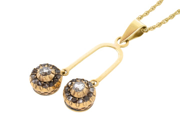 Double rose diamond pendant in 14 carat gold
