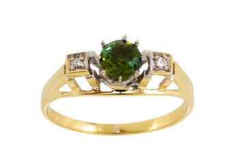 Vintage tourmaline and diamond ring in 14 carat gold