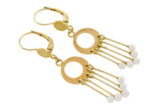 Pearl pendant earrings in 14 carat gold-Earrings-The Antique Ring Shop