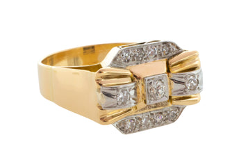 Vinateg Art Deco diamond ring in 18 carat gold