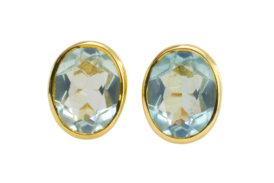Aquamarine stud earrings in 14 carat gold-Earrings-The Antique Ring Shop