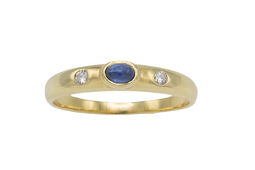 Cabochon sapphire and diamond ring-wedding rings-The Antique Ring Shop