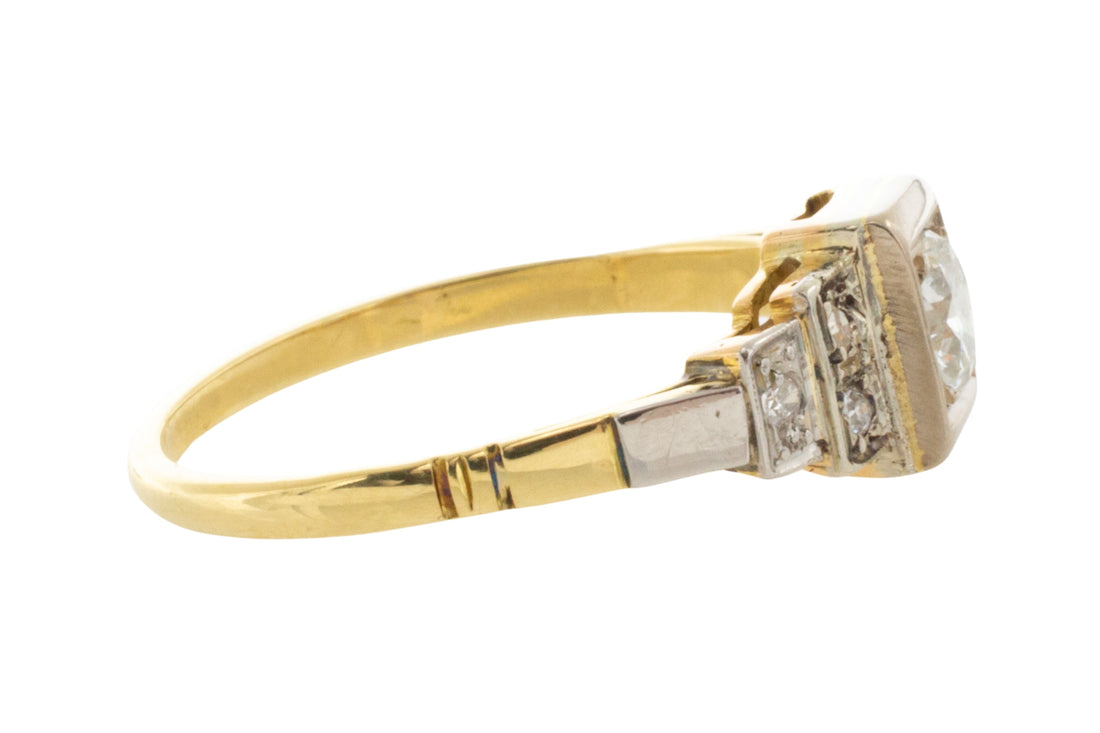 Vintage Art Deco diamond ring in 18 carat gold-engagement rings-The Antique Ring Shop
