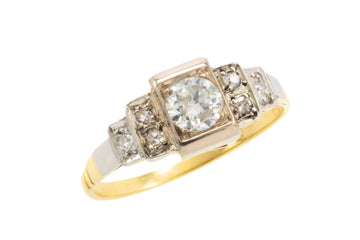 Vintage Art Deco diamond ring in 18 carat gold-engagement rings-The Antique Ring Shop