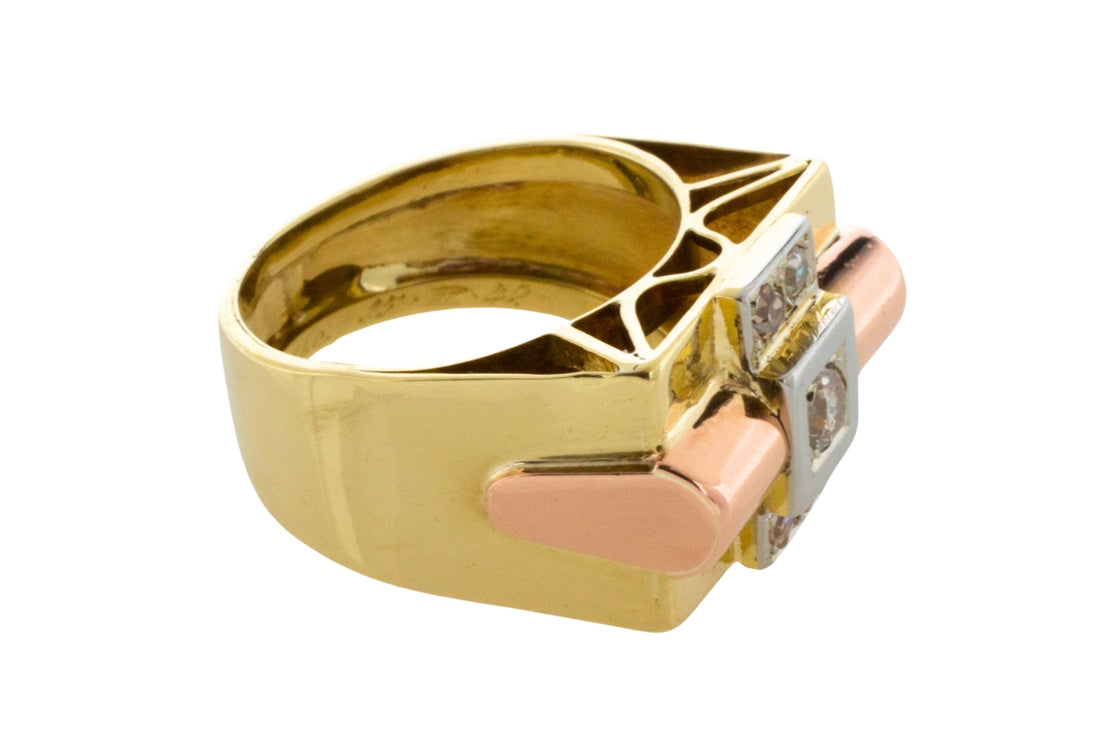Art Deco tank ring in 18 carat gold-Vintage Rings-The Antique Ring Shop