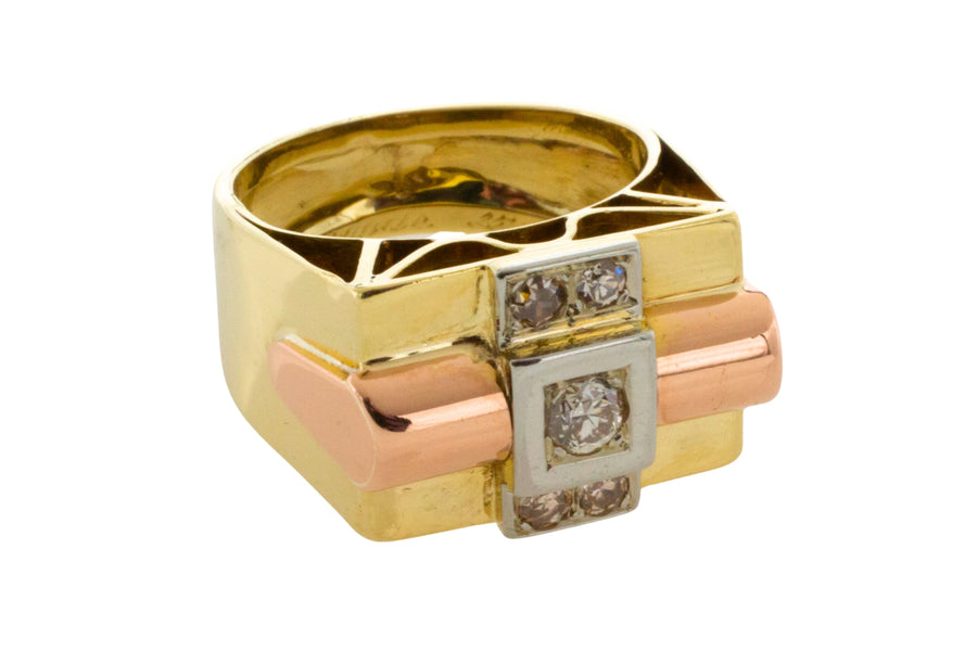 Art Deco tank ring in 18 carat gold-Vintage Rings-The Antique Ring Shop