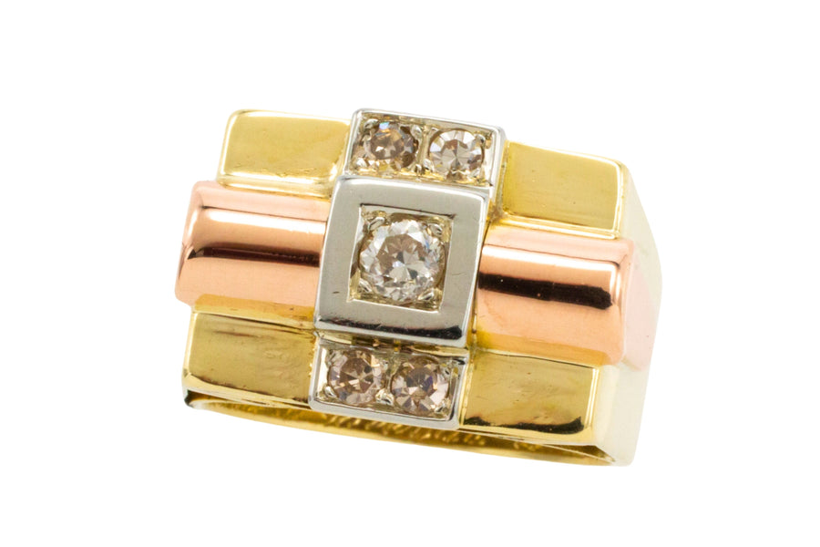 Art Deco tank ring in 18 carat gold-Vintage Rings-The Antique Ring Shop
