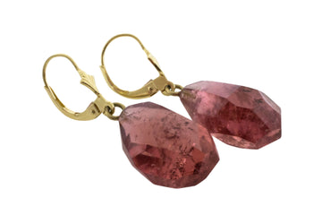 Faceted tourmaline pendant earrings-Earrings-The Antique Ring Shop