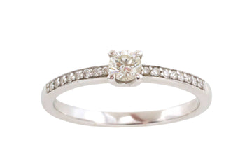 14 carat white gold ring with diamonds-engagement rings-The Antique Ring Shop