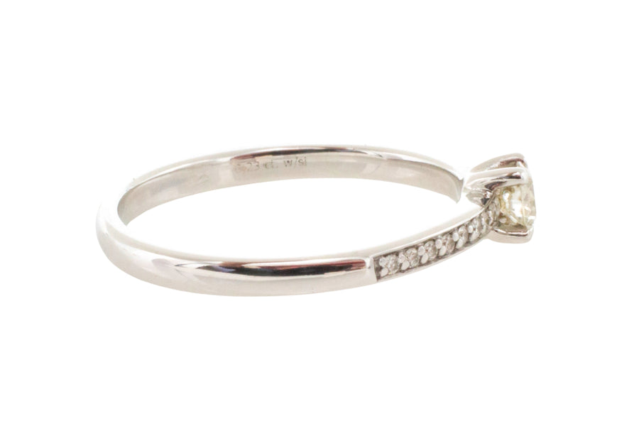 14 carat white gold ring with diamonds-engagement rings-The Antique Ring Shop