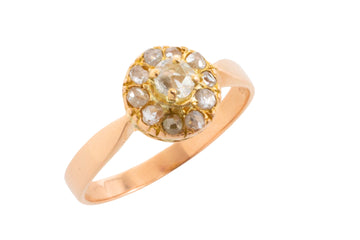Rose diamond cluster ring in 14 carat gold