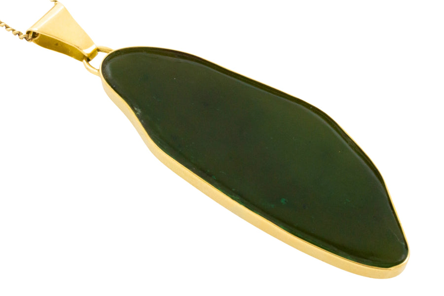 Vintage jade pendant in 14 carat gold-Pendants-The Antique Ring Shop