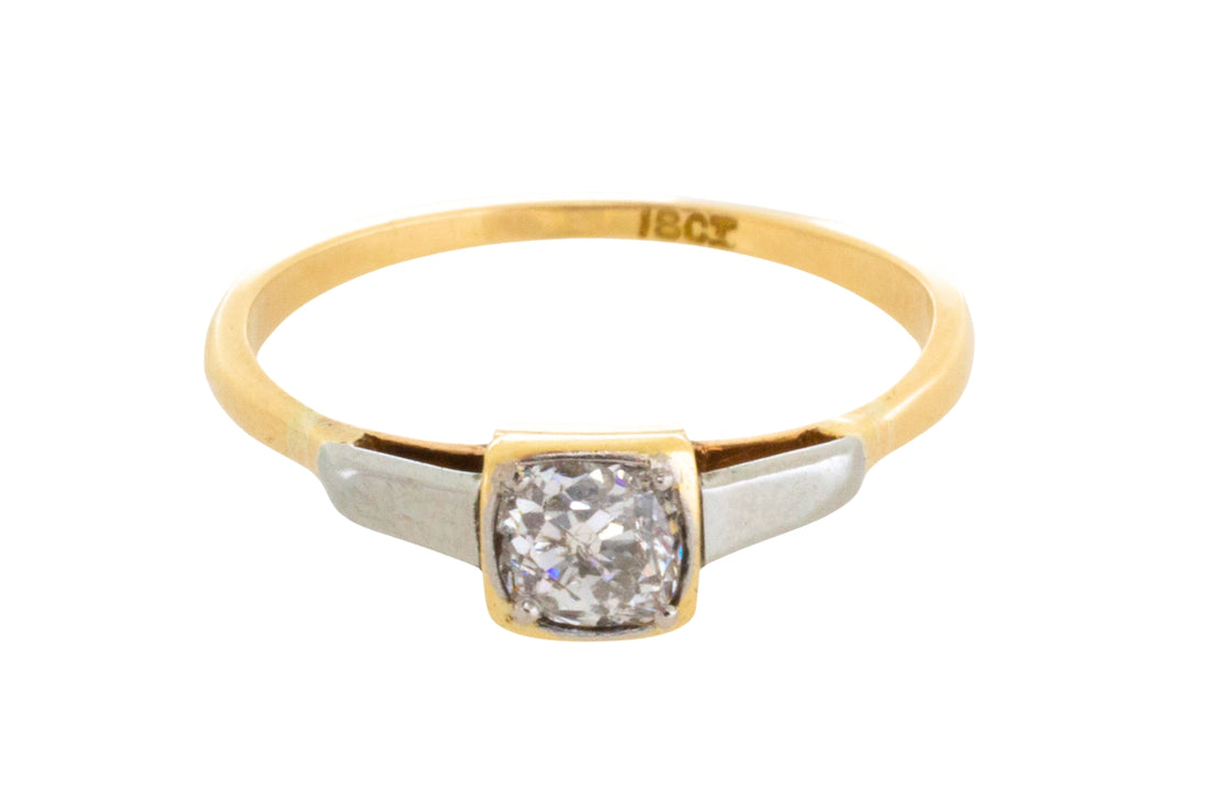 Edwardian old mine cut diamond solitaire ring-Antique rings-The Antique Ring Shop