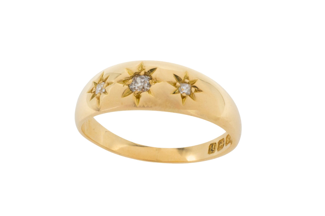 Edwardian three stone gypsy ring from 1908-Antique rings-The Antique Ring Shop
