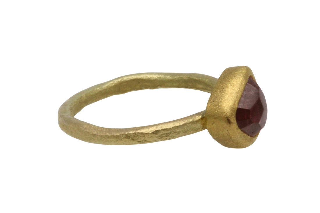 Textured light pink tourmaline ring in 14 carat gold-Vintage Rings-The Antique Ring Shop