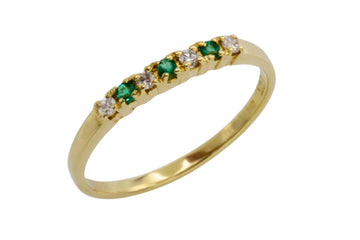 14 carat gold emerald and diamond ring-Vintage Rings-The Antique Ring Shop